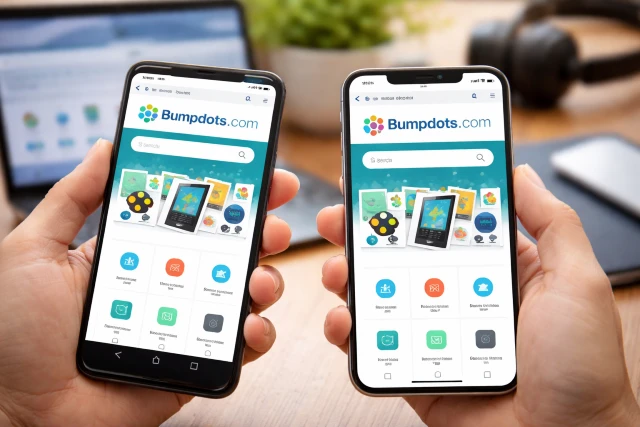 Bumpdots.com on mobile showing Home Screen shortcut setup on Android and iPhone
