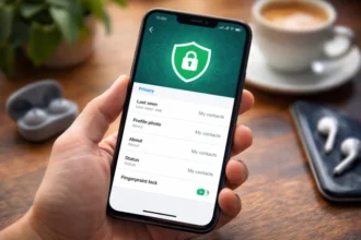 Cocoo Whatsapp privacy settings menu showing Status, Last Seen, Online, and App Lock options