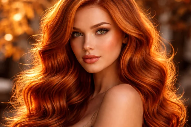 Copper Hair Color with warm glossy shine and natural dimension