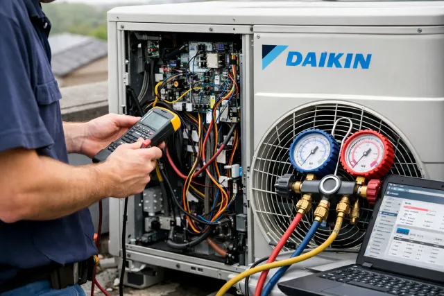 Daikin Tech Support troubleshooting chart for common AC error codes