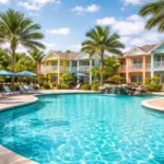 Lucaya Village Resort townhome community with pool and clubhouse in Kissimmee near Orlando attractions
