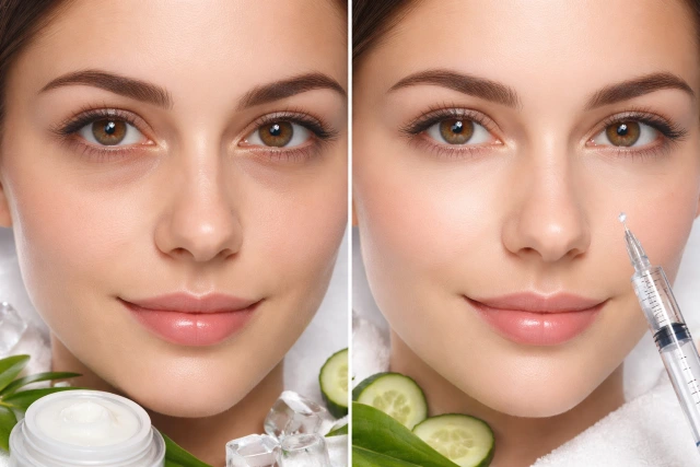 Tear Trough Filler before and after under-eye hollow improvement in natural lighting