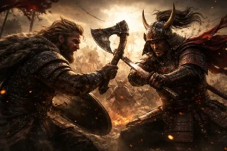 Warrior and Warrior battle showing strength strategy and honor in competition