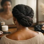 4B Hair styles including mini twists, flat twists, low puff, and claw clip updos for low manipulation weekly wear.