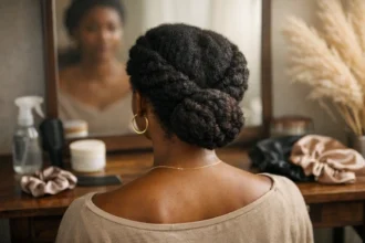 4B Hair styles including mini twists, flat twists, low puff, and claw clip updos for low manipulation weekly wear.