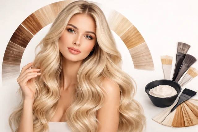 613 hair color light blonde shade example with warm and cool toned styling options