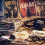 90s bands collage featuring grunge, pop groups, and Britpop icons