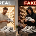 BestShoeSeverShop Fake vs Real comparison showing how to identify authentic online shoe stores