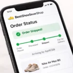 BestShoeSeverShop Order Status tracking dashboard showing shipping updates
