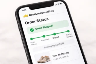 BestShoeSeverShop Order Status tracking dashboard showing shipping updates