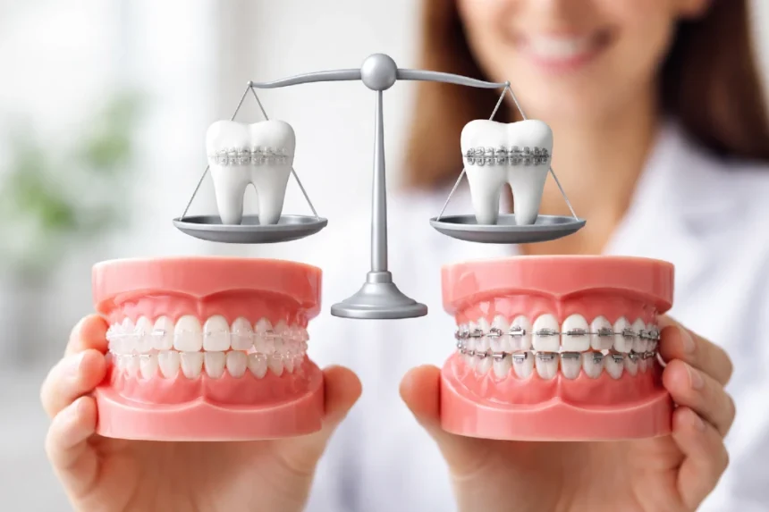 Ceramic Braces vs metal braces comparison on teeth