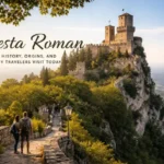 Cesta Roman ancient stone road segment with Roman-era paving and countryside scenery