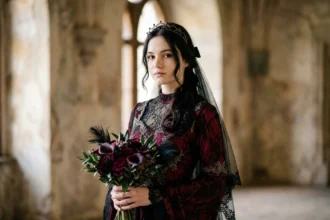 Gothic Wedding Dresses in black lace velvet and elegant dark bridal styles