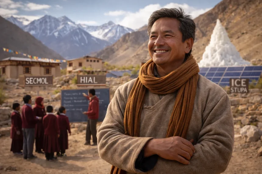 Sonam Wangchuk's Contributions to Social Causes through education reform, SECMOL, HIAL, and Ice Stupa innovation in Ladakh