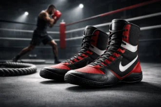 Nike Boxing Shoes lined up in a boxing gym for speed, grip, and ring performance testing