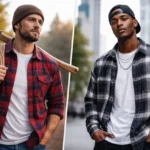 Plaid Shirt Clothing styled from classic lumberjack fashion to modern streetwear outfit