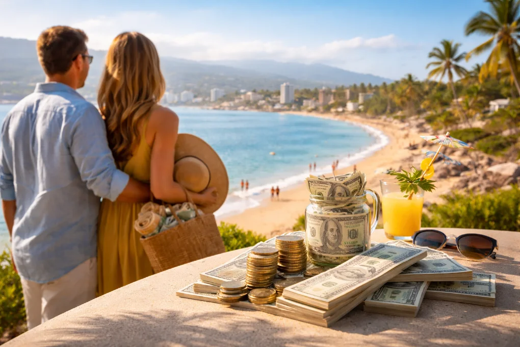Puerto Vallarta beach tourists dining and spending near the waterfront