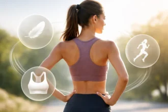 Racerback Bra design showing back support and comfort for active women