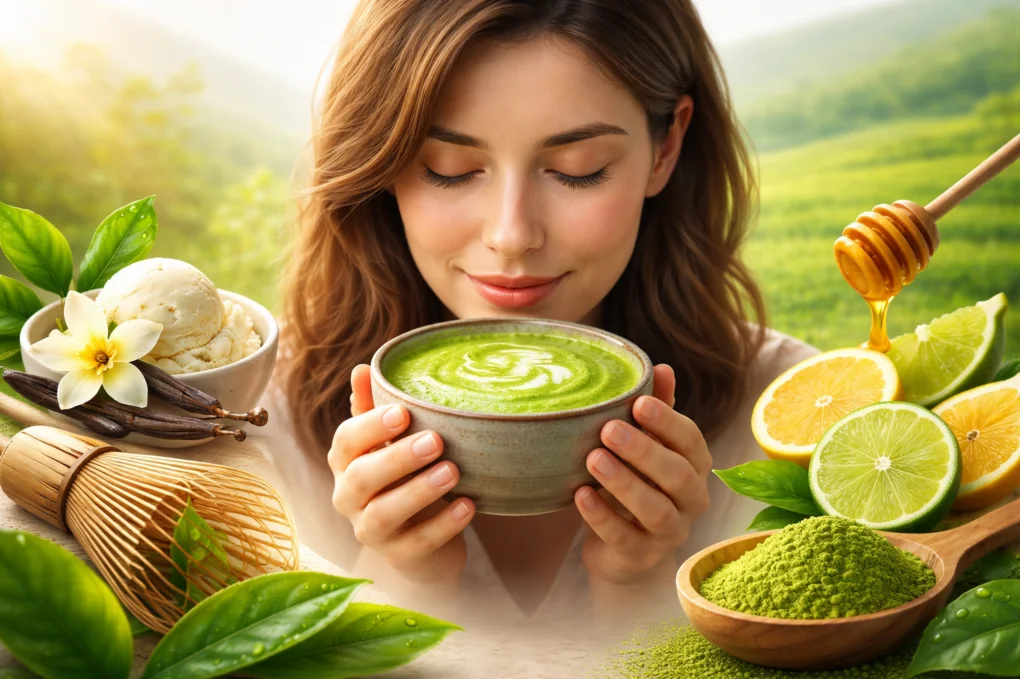 What Does Matcha Taste Like in a freshly whisked bright green tea bowl