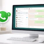 WhatsApp 网页版 messaging interface on PC and laptop