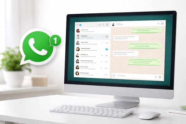 WhatsApp 网页版 messaging interface on PC and laptop