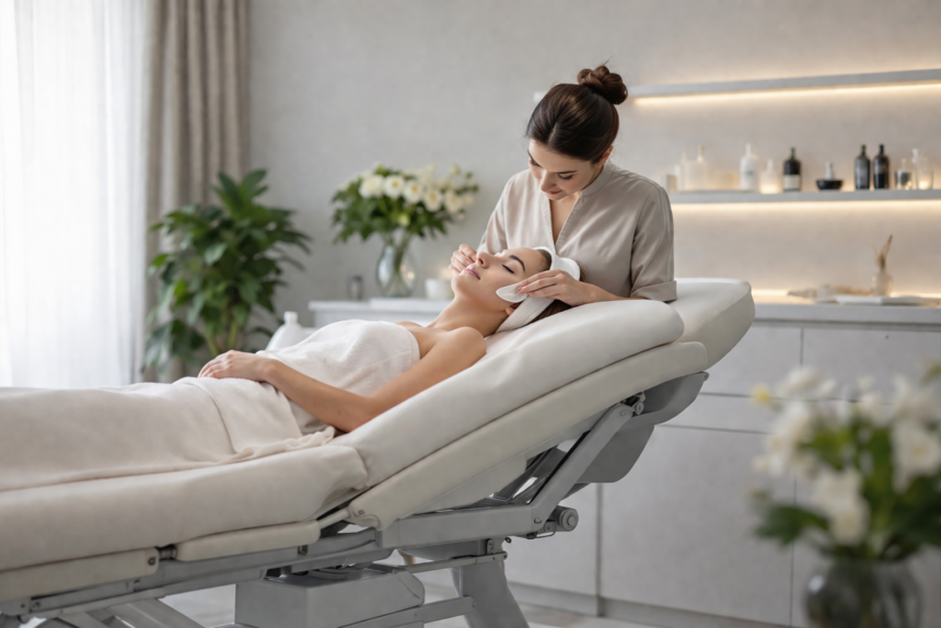 Beauty Bed in a modern salon treatment room designed for client comfort and professional beauty services