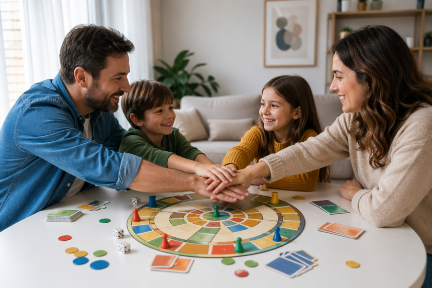 Best Board Games for Families gathered on a living room table during a fun family game night