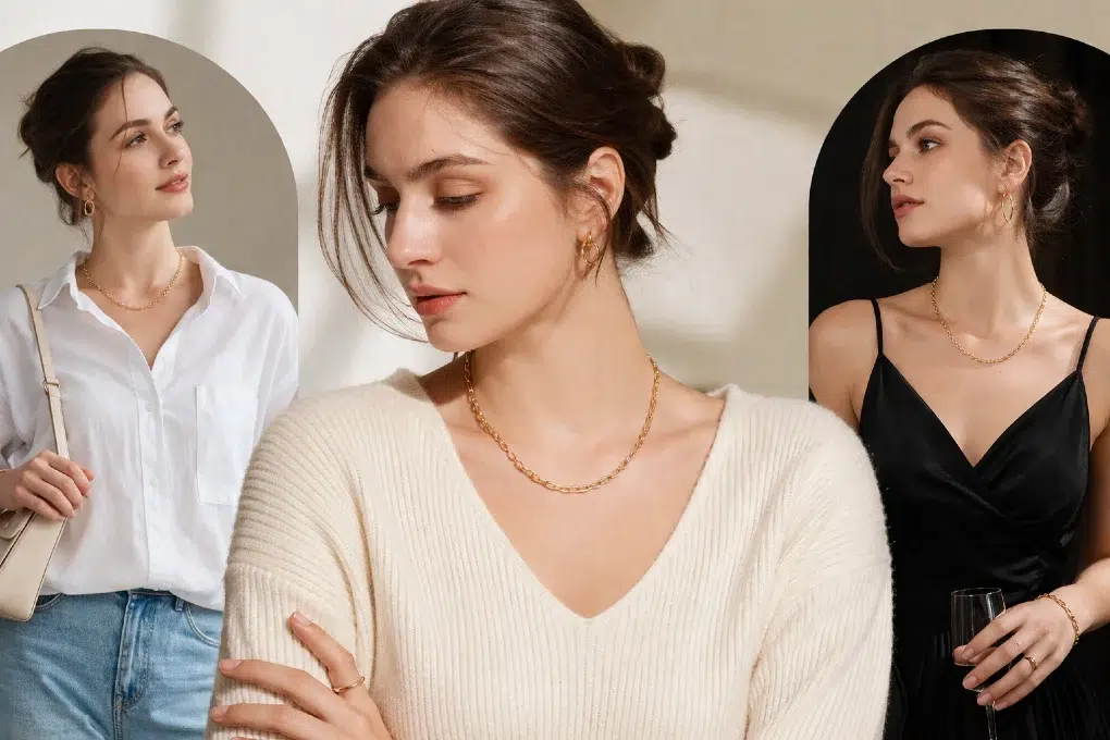 Cable Chain Necklace styled with casual and formal outfits for modern everyday fashion