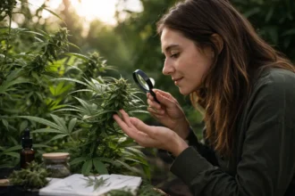 Cannablog.co.uk homepage on a screen with UK cannabis blog content