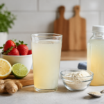 Certo Detox cleansing concept with fruit pectin, water, fresh fruit, and a clean wellness setup