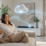 Cloud Connected Audio smart speaker system in a modern home with wireless sound streaming and connected devices