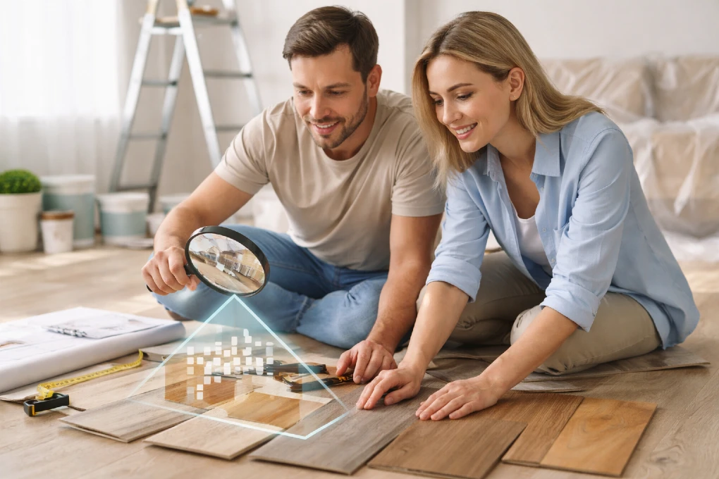 Gen AI Image Analyzer to Answer Questions Flooring before home renovation using floor damage and material photos