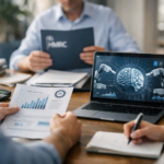 HMRC R&D Tax Claim Transparency AI concept showing UK tax compliance, digital records, and business innovation review