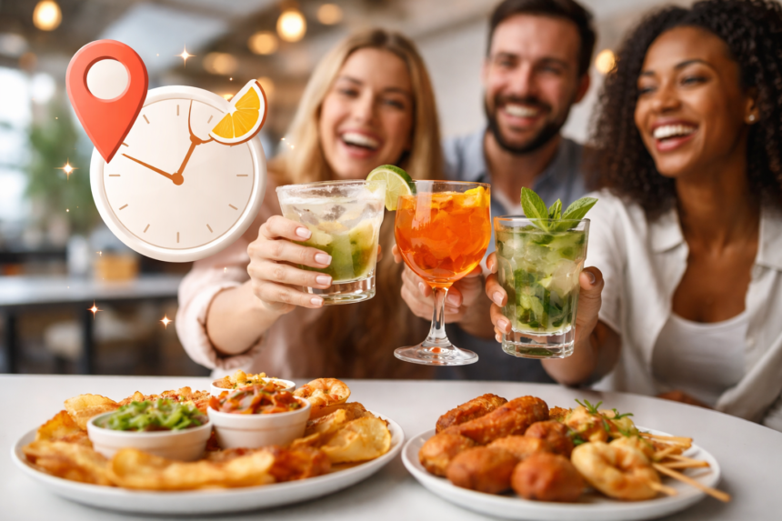 Happy Hour Near Me with local drink specials and appetizer deals at a cozy neighborhood restaurant
