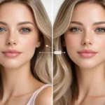 Lip Flip Before and After photos showing upper lip changes during the first week, including Botox lip flip before and after smile results