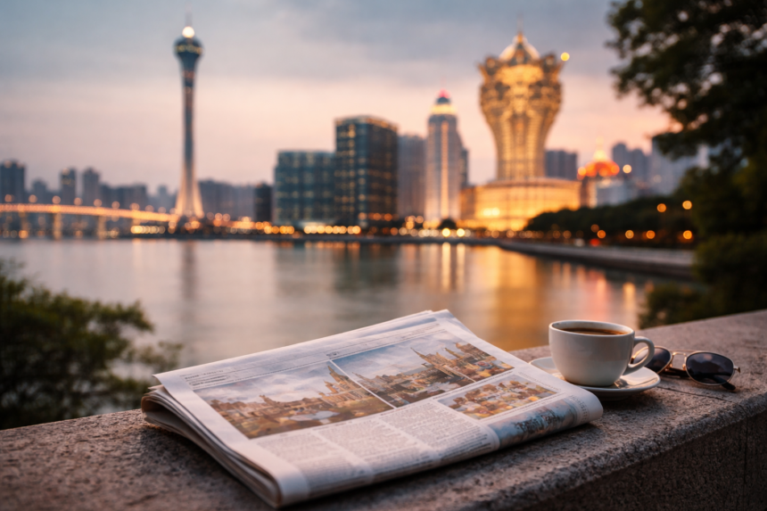 Macau Hari Ini city view with daily headlines, tourism activity, and local highlights in Macau