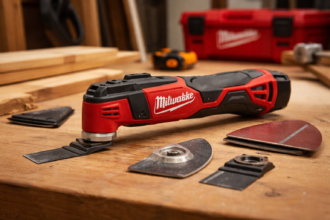 Milwaukee Multi Tool cutting trim during a home improvement project