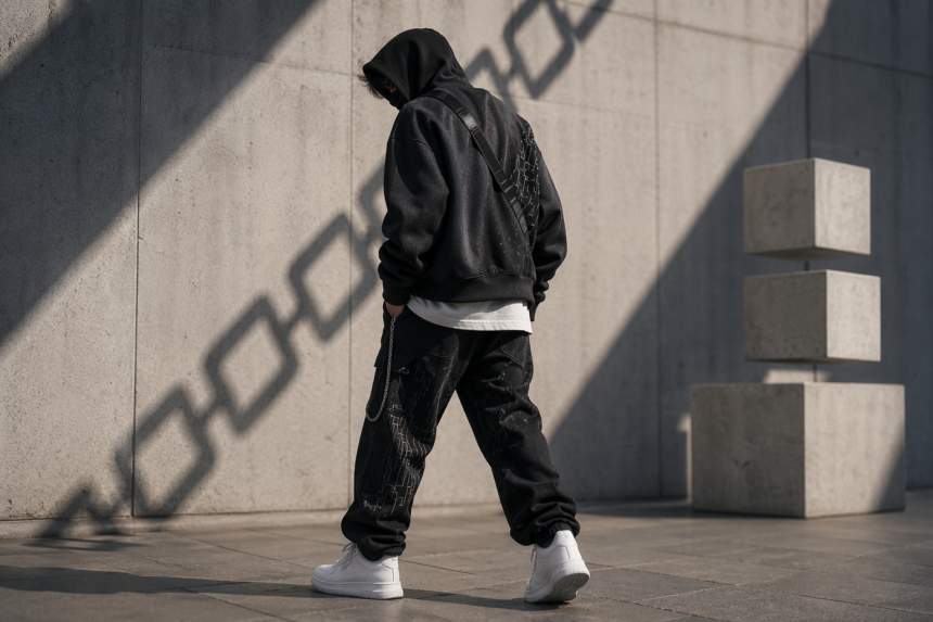 Satoshi Nakamoto Clothing streetwear outfit with crypto-inspired urban fashion styling