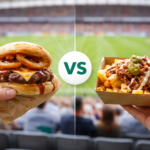 Scrandle stadium food guessing game shown on a web browser with football matchday food comparison images