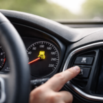 Driver checking Stabilitrak warning light on a GM vehicle dashboard