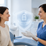 Patient and dental professional securely accessing SureSmile Login portal for clear aligner treatment information