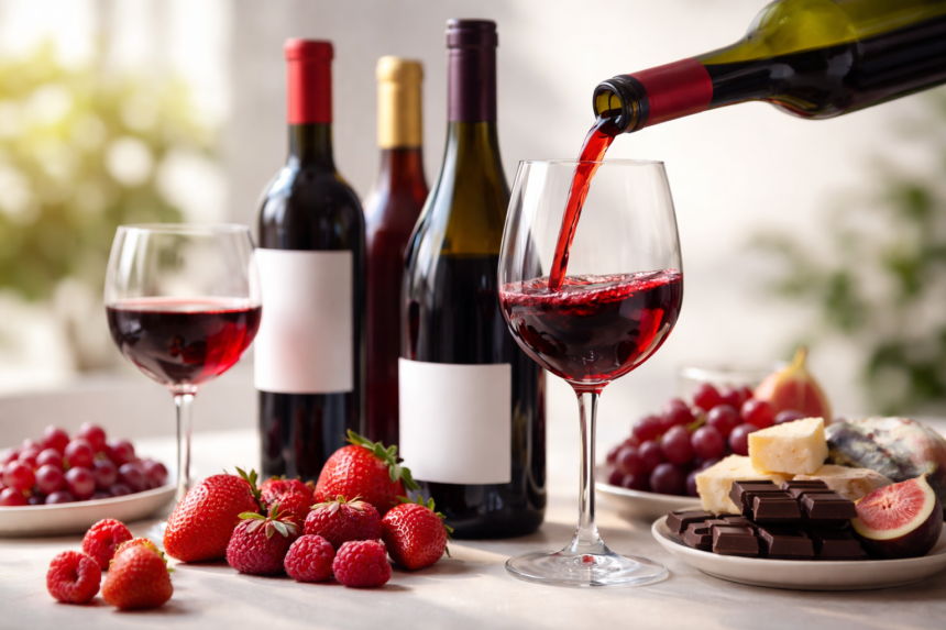 Sweet Red Wine bottles arranged for dinner, dessert, and celebration occasions