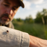 Symbolism of Ticks shown through a tiny tick on grass representing hidden warnings, energy drain, boundaries, and spiritual meaning