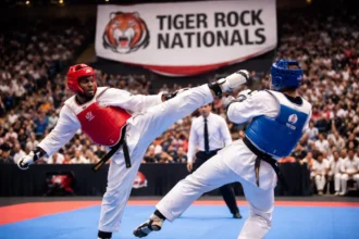 Taekwondo Tiger Rock Nationals Season 39 competitors during national tournament highlights and standout performances
