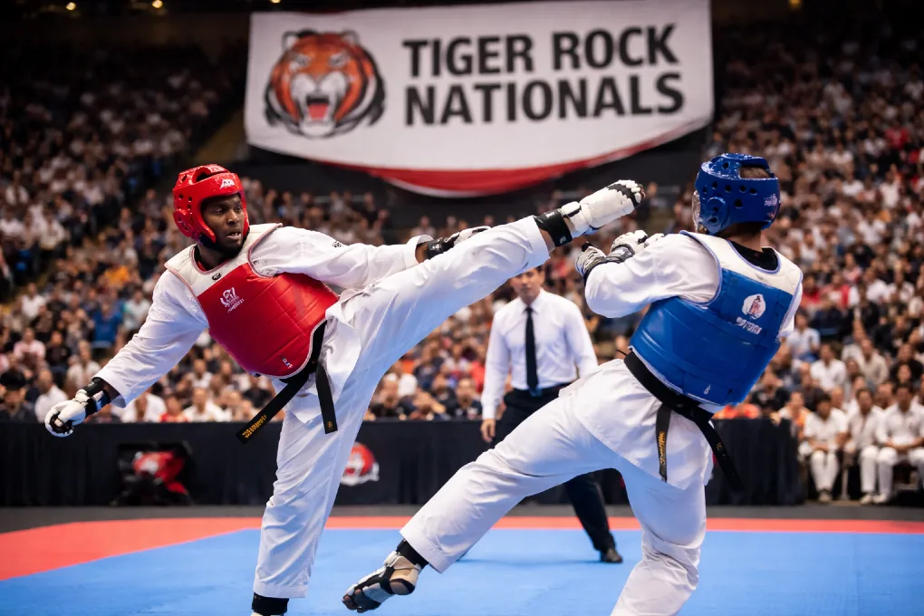 Taekwondo Tiger Rock Nationals Season 39 competitors during national tournament highlights and standout performances