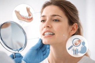 Underbite dental bite misalignment showing lower teeth positioned in front of upper teeth during orthodontic evaluation
