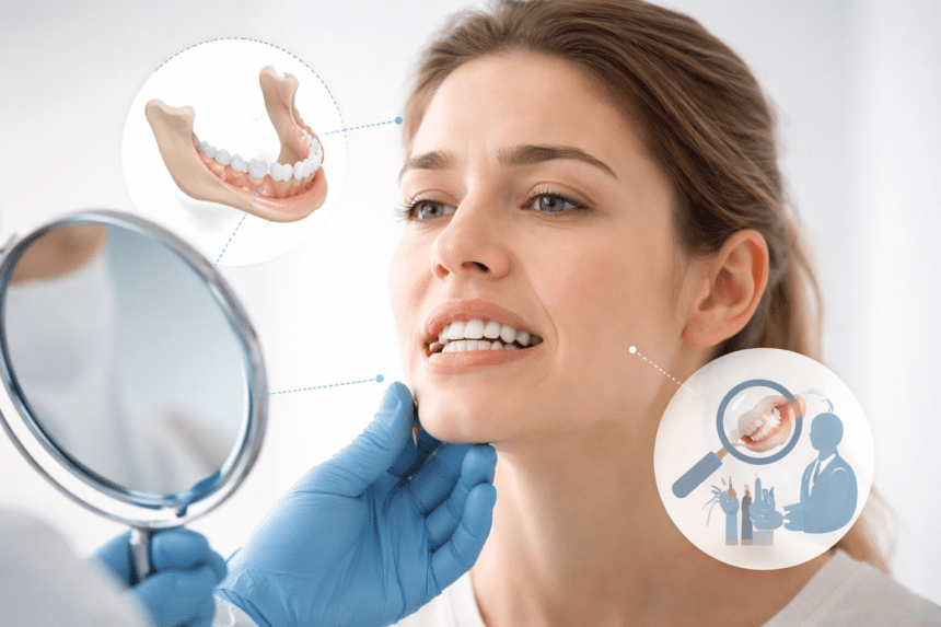 Underbite dental bite misalignment showing lower teeth positioned in front of upper teeth during orthodontic evaluation