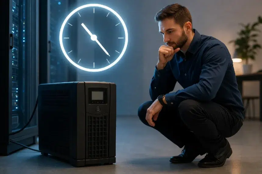 Uninterruptible Power Supply Hours chart showing UPS runtime by load for home and office devices