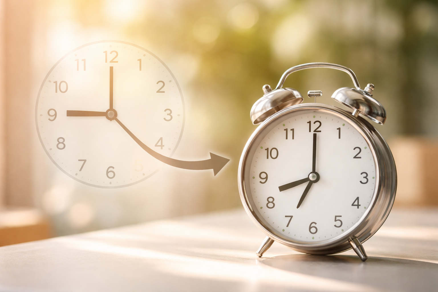 Clock illustration showing what time was it 10 hours ago with clear before-and-after time comparison