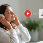 YouTube Convert to MP3 concept showing safe offline audio listening on mobile headphones